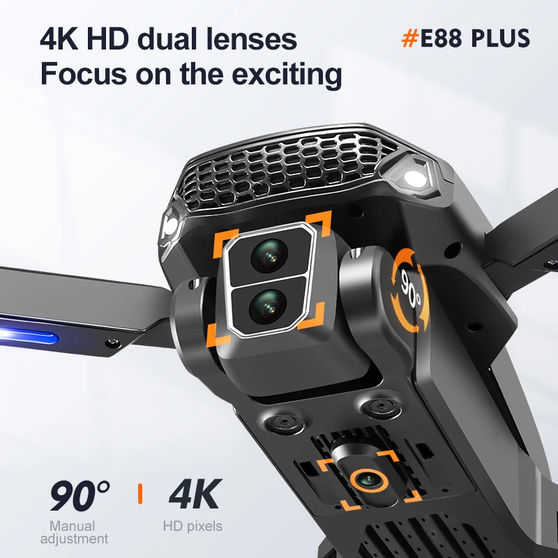 새로운 E88 Plus 쿼드콥터 드론: 90 °   전 - Drone Camera Night Vision 리뷰 및 가격